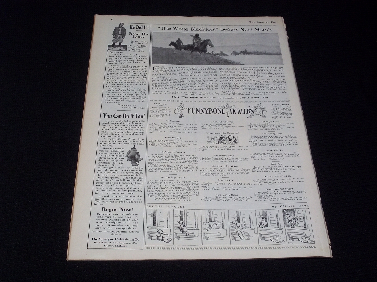 1918 FEBRUARY THE AMERICAN BOY MAGAZINE NICE ILLUSTRATED COVER - E 2393