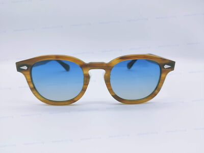 MOSCOT MILTZEN BLONDE Frame Blue Lenses Sun Glasses W/ METAL NOSE 49mm