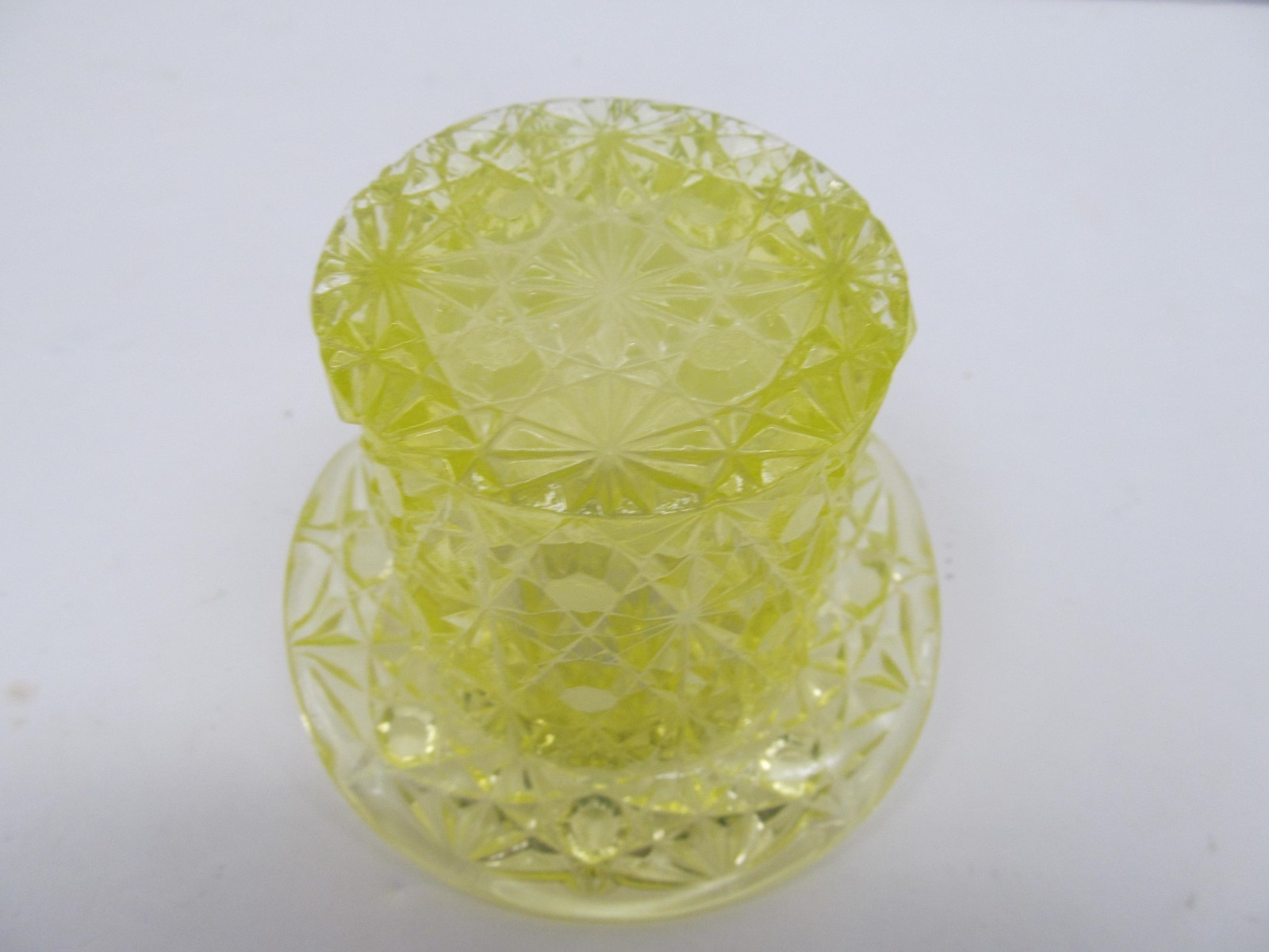 Yellow Glass Top Hat Toothpick Holder, Perfect
