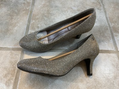 LifeStride 8W Parigi Silver Heels New In Box Pewter Glitter Metallic Pump Shoes