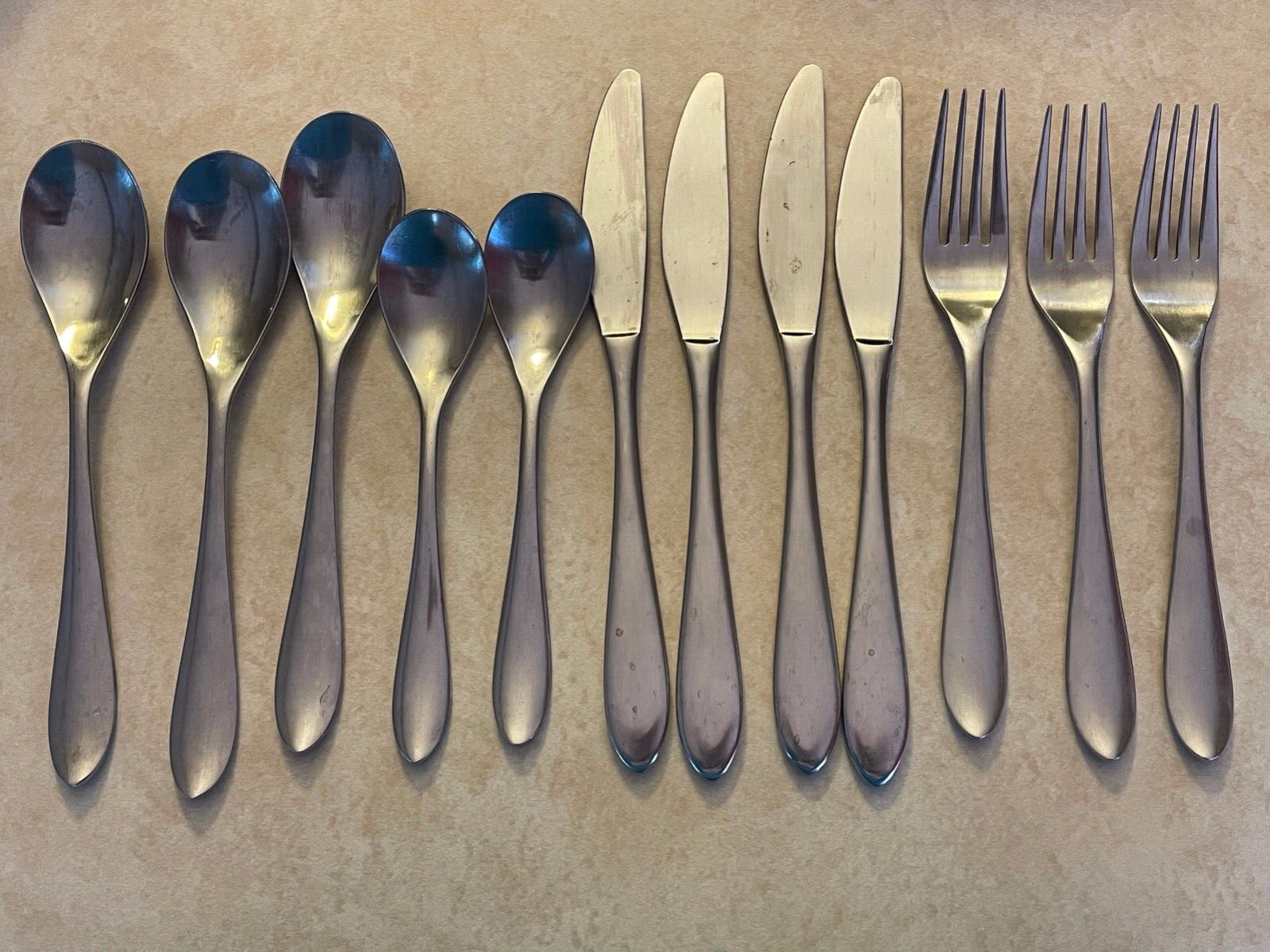 Satin Finish 12 Pc Lot Knife Fork Spoon