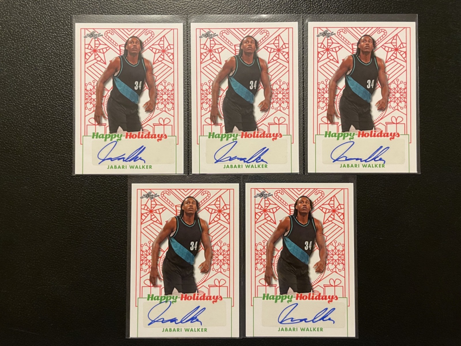 2023 Leaf Happy Holidays Jabari Walker Auto Autograph RC Rookie Lot Of 5 #32