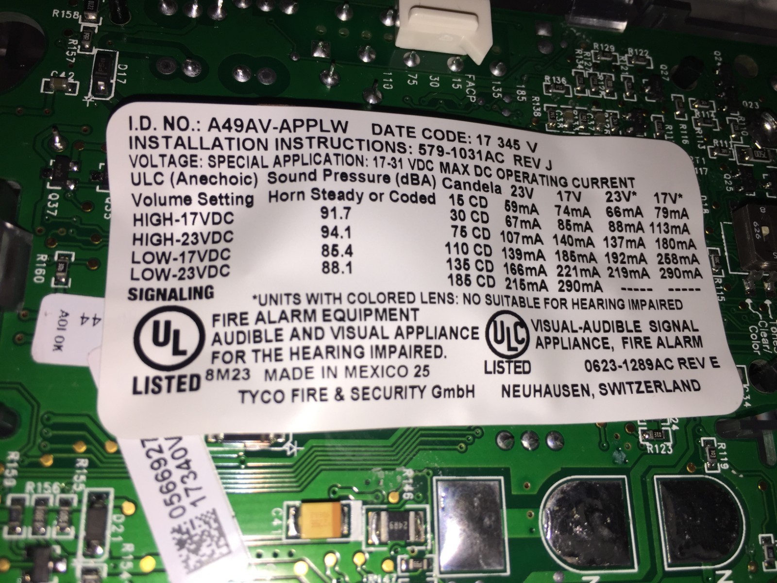 Tyco Fire & Security A49AV-APPLW AV Appliance Only Wall White PN07431088AC