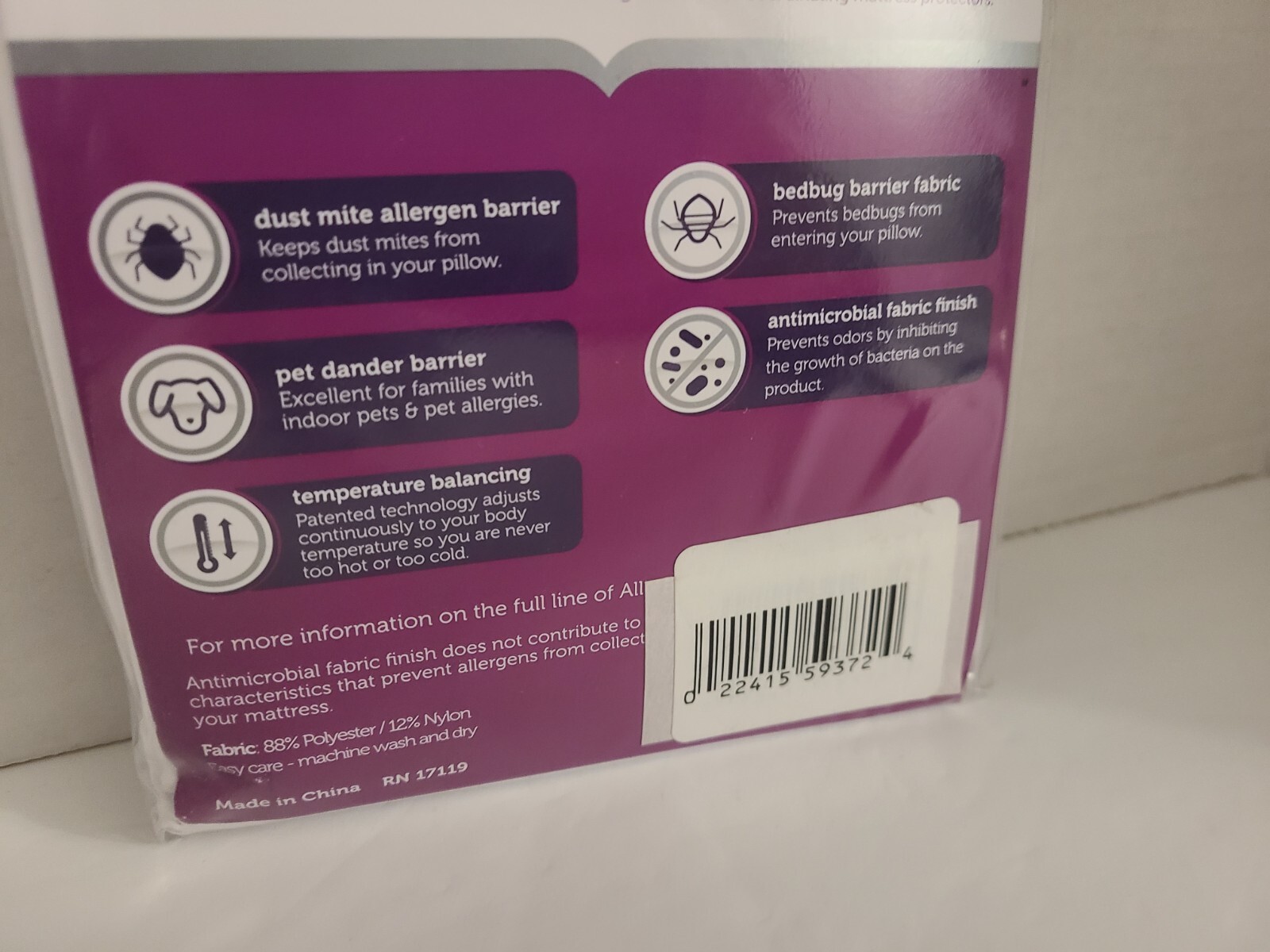 Allerease Zippered Breathable Pillow Protector (King) (20inx36in) NEW