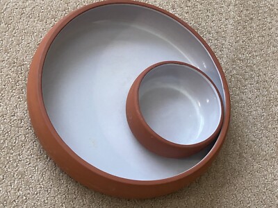 Terra Cotta Chip And Dip Set Bortner And Bortner USA Pottery