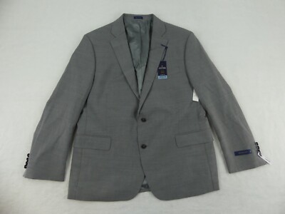 Stafford Blazer Mens 46 Short Classic Grey Heather Hopsack Wool Blend Stretch