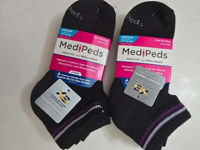 Medi-Peds Ladies diabetic Socks Fits Shoe Size 6-10 4 Pair ***Free Shipping***