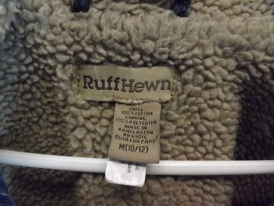 RUFF HEWN CHILDREN KIDS JACKET FAUX SHEARLING WINTER M10 12  BLUE DENIM COTTON