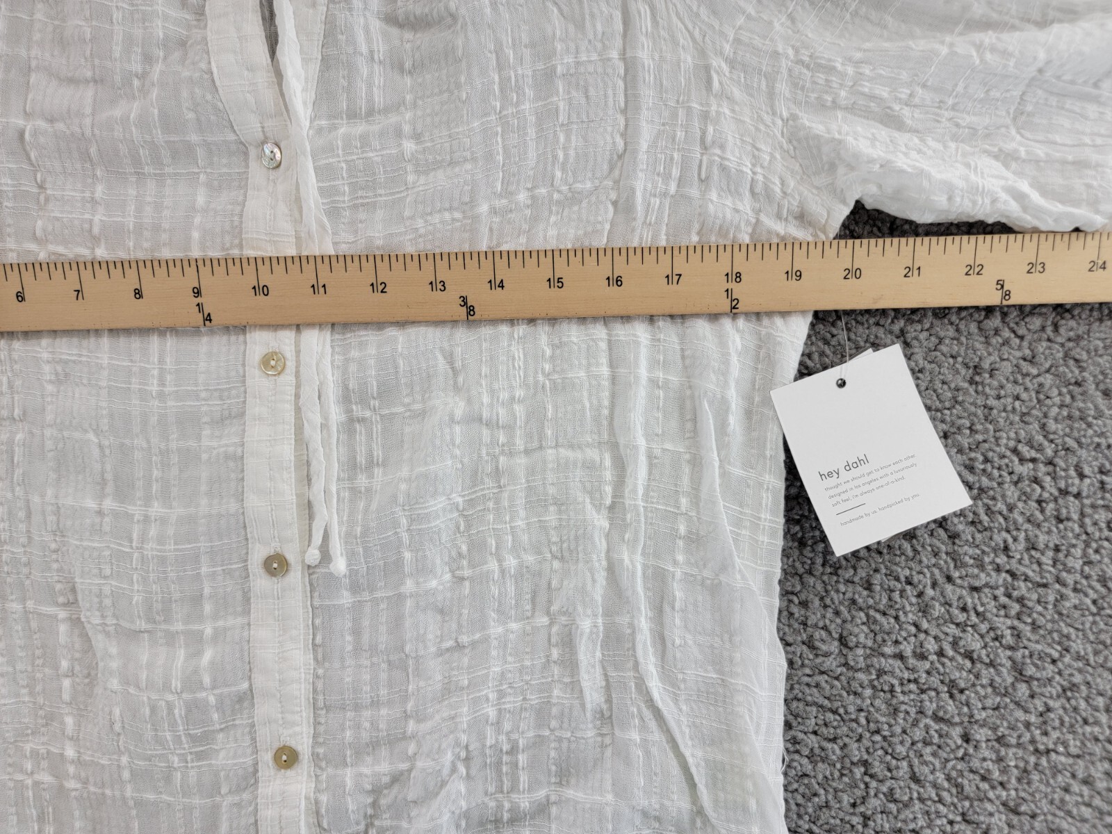 Bella Dahl Tie Neck Raglan Sleeve Top Women's Small White Button Closure - Picture 6 of 19
