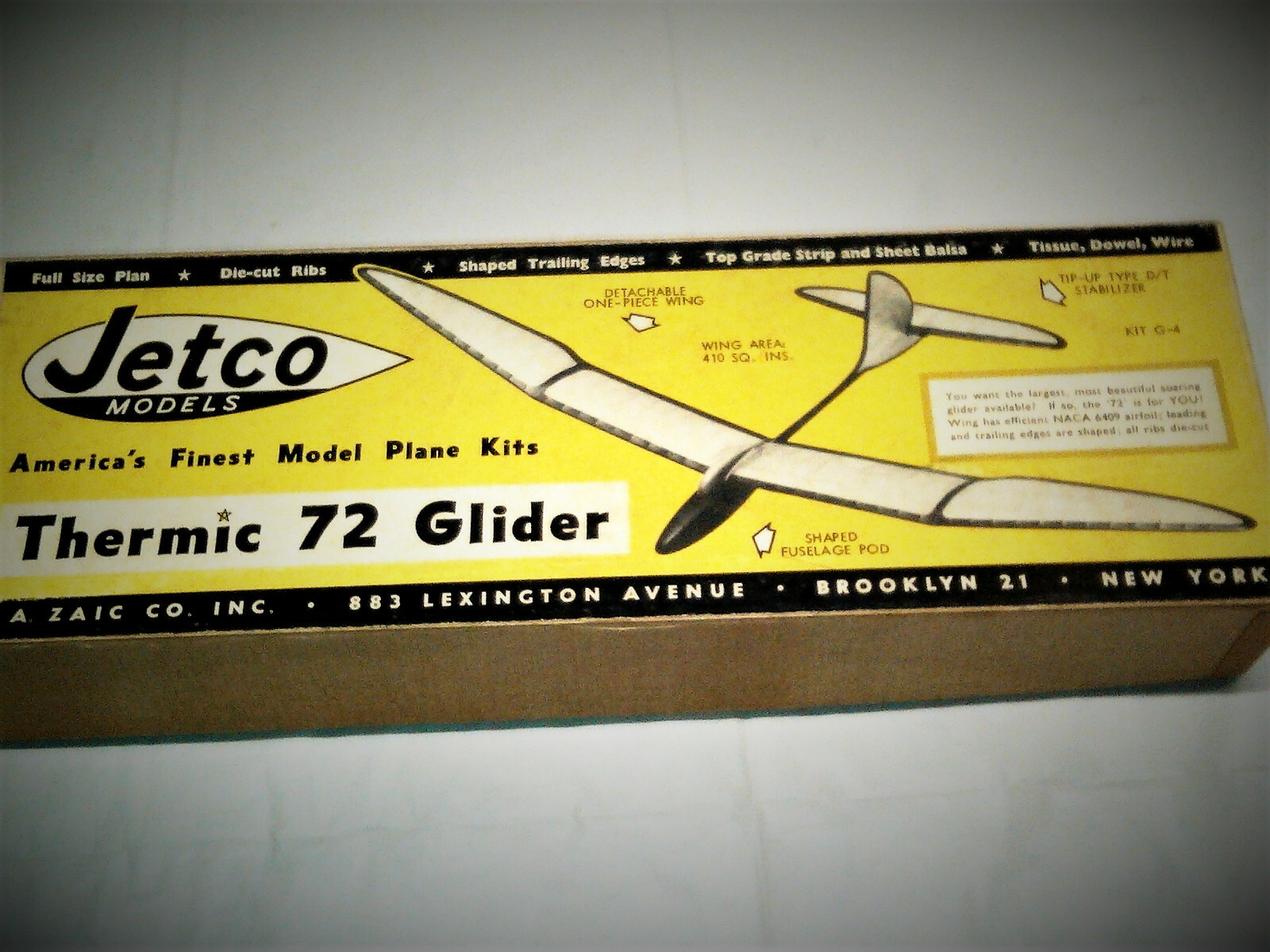 VINTAGE JETCO THERMIC 72 GLIDER MODEL AIRPLANE KIT NOT STARTED のeBay公認
