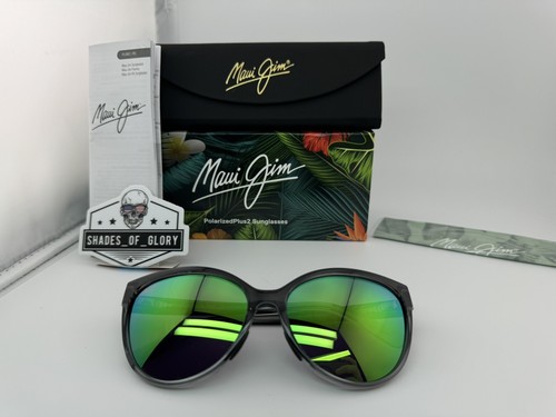 Pre-owned Maui Jim Olu Olu Mj 537-11a Grey Fade W/ Maui Green Polarized Sunglasses
