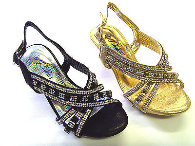 New Youth Kid's Girl's Party Pageant Sandals Dress Shoes Rhinestones  Low Heel