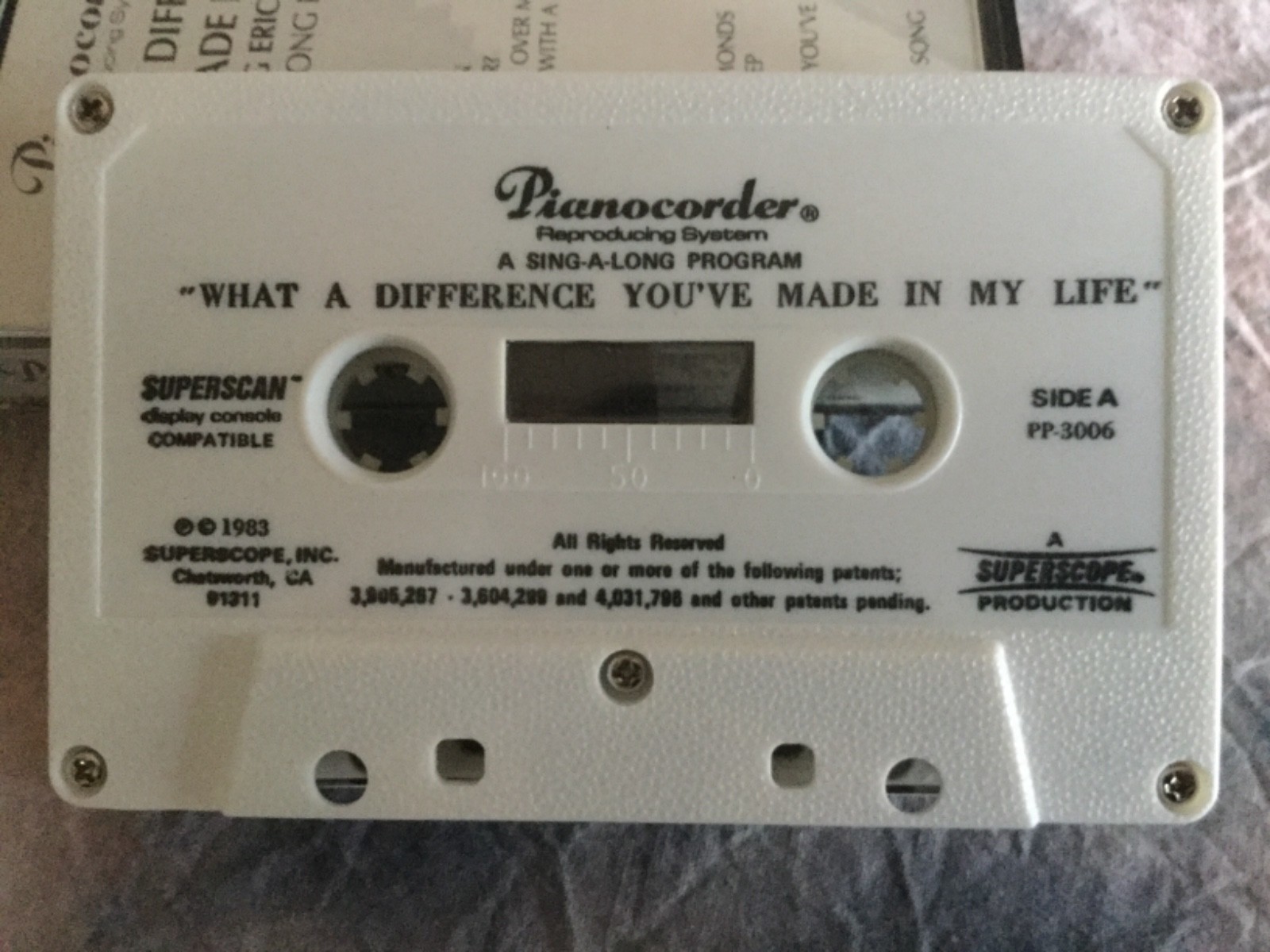 Pianocorder Reproducing System - WHAT A DIFFERENCE YOU’VE MADE IN MY LIFE - Tape