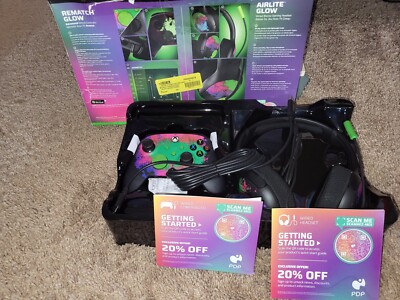 PDP Space Dust Bundle: Wire Controller & AIRLITE Headset GLOW Xbox BAD BOX