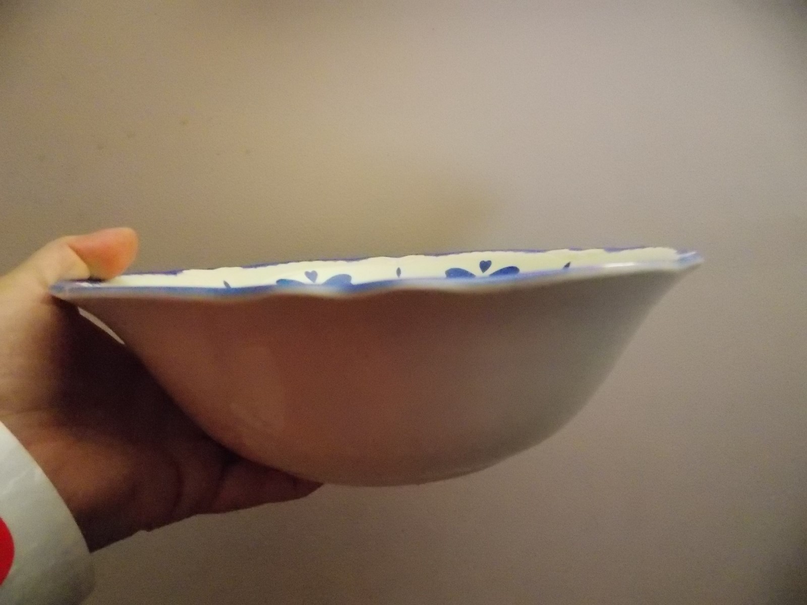 Homer Laughlin Blue Rim VIRGINIA ROSE  Serving Bowl, Blue lace made in usa