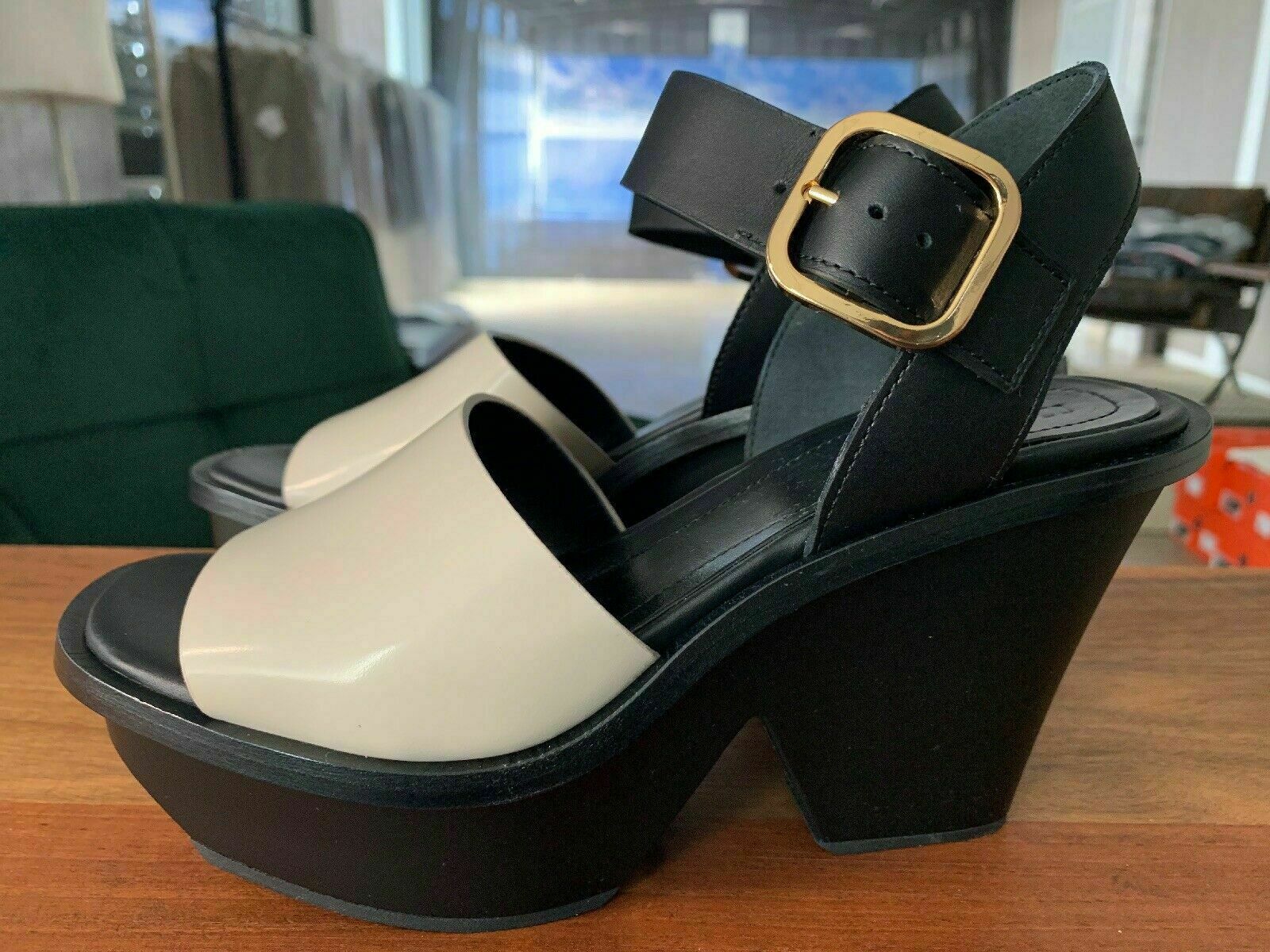 Pre-owned Marni Iconic Wedge Sandals Platform Sandals Wedge Heel Shoes Pumps Shoes 40 In White