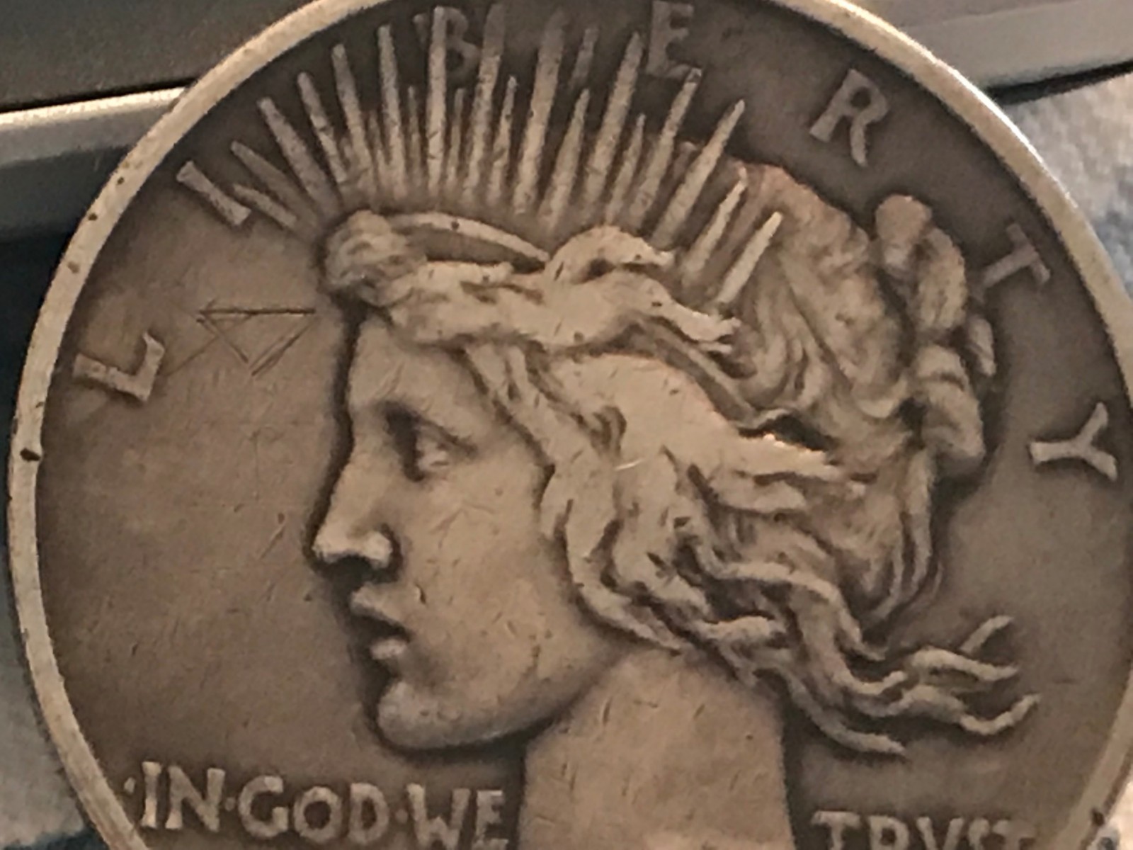 1921 Peace Silver dollar high relief toned