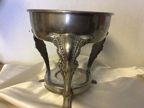 Vintage Silver Plated Chafing Dish Footed Stand Some Cracks Used