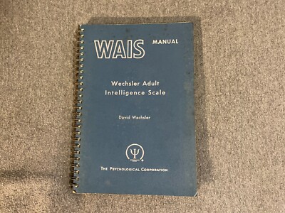 WAIS Manual Wechsler Intelligence Scale Adults Psychological Corp Spiral 1955