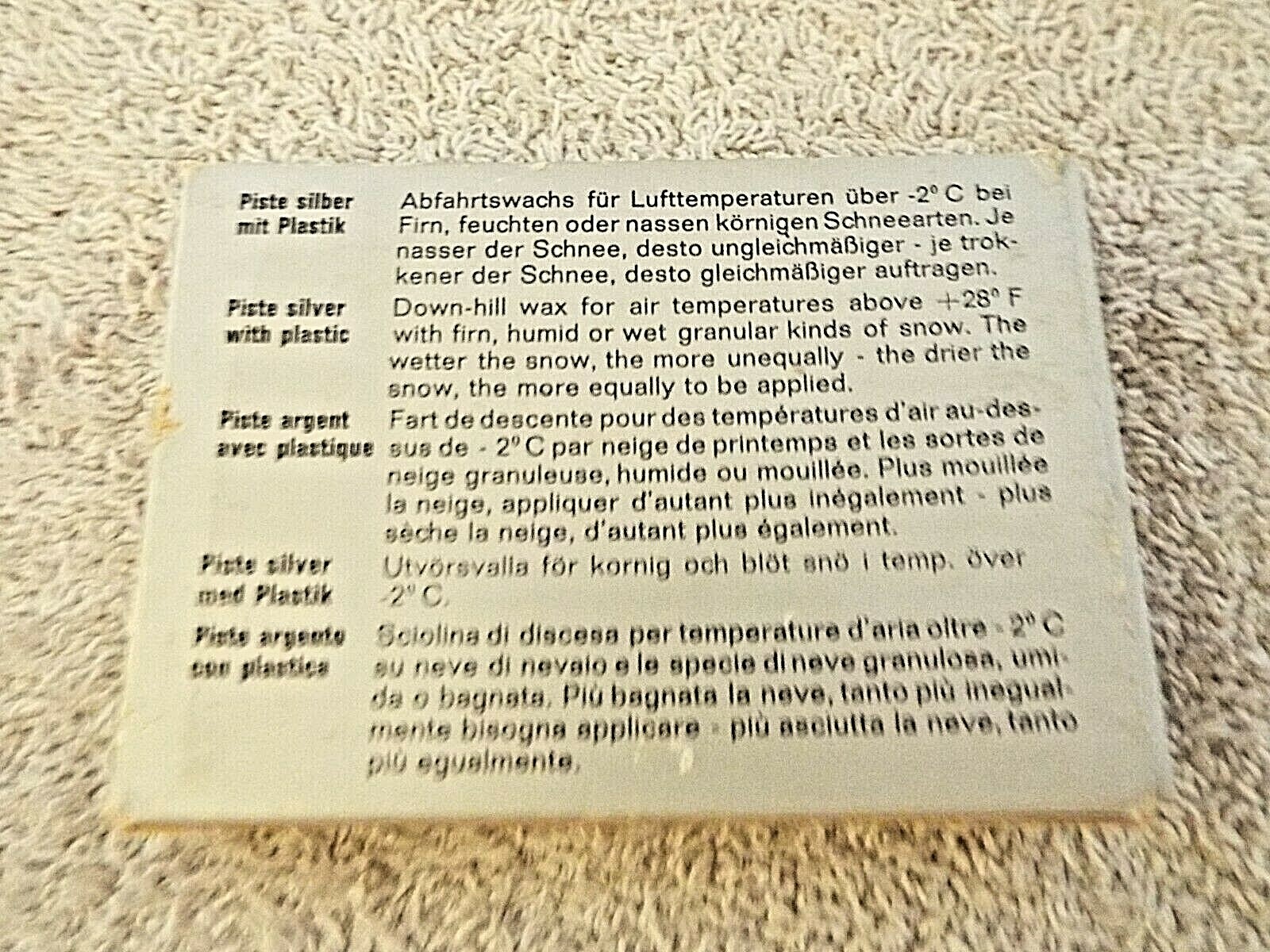 Vintage Holmenkol Silver Piste Wax Alpine Ski Wax  West Germany New Old Stock