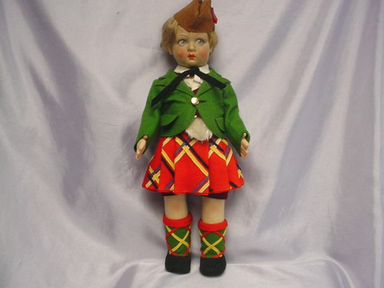 Italian 1930's LENCI Cloth Scottish Boy Doll Tagged Outfit 14