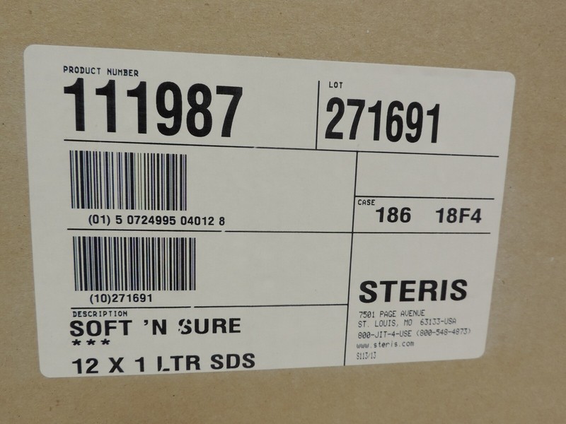 Steris Soft N Sure Skin Cleanser Soap Dispenser Refill Bottle 1119-87 Box of 12