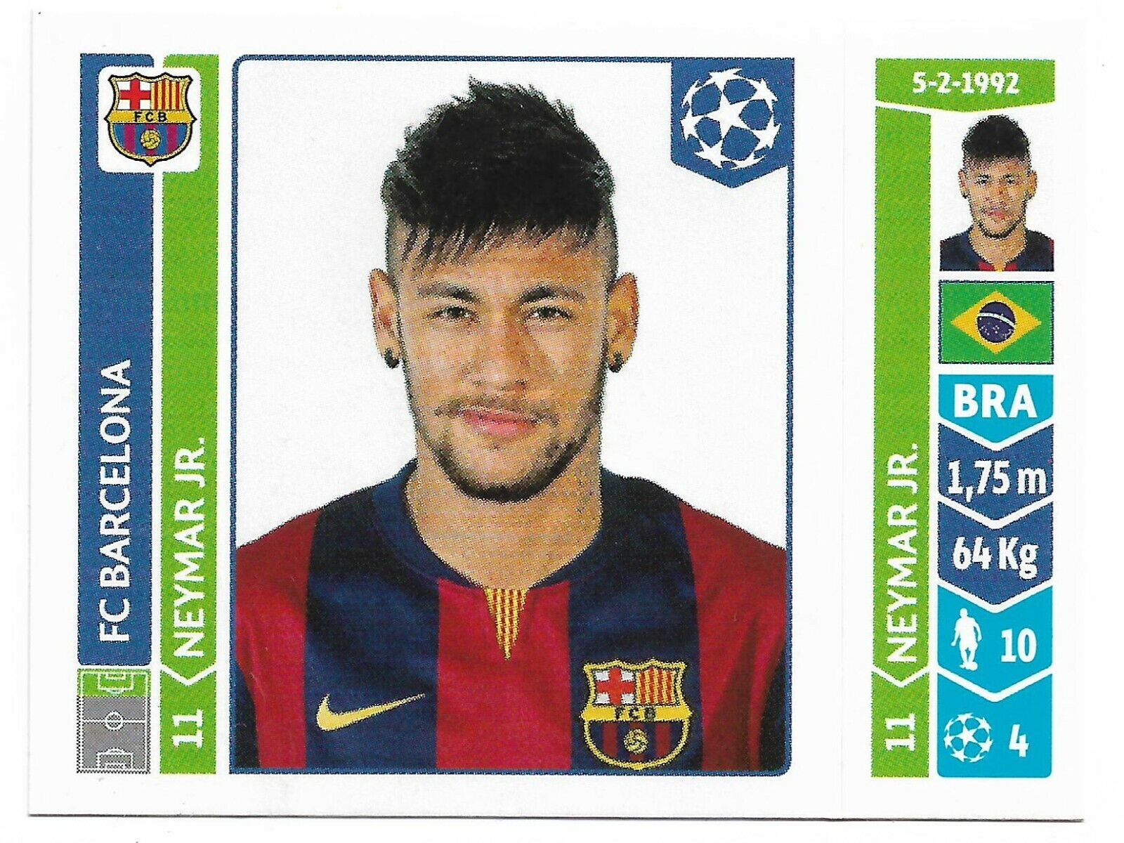 2014-15 Panini Champions League Sticker #427 Neymar Jr. (FC 2014-15 Panini Champions League Sticker #427 Neymar Jr. (FC
