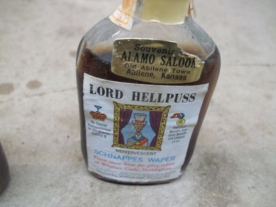 2 Old Souvenir Non-Alcohol Bottles from Abilene Town Saloon Kansas