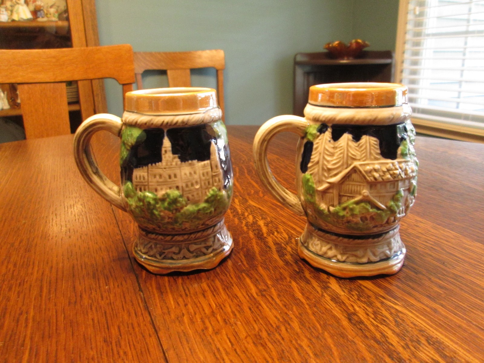 Vintage German BavarianStyle Ceramic Handpainted  Steins/ Mugs  Made in Japan