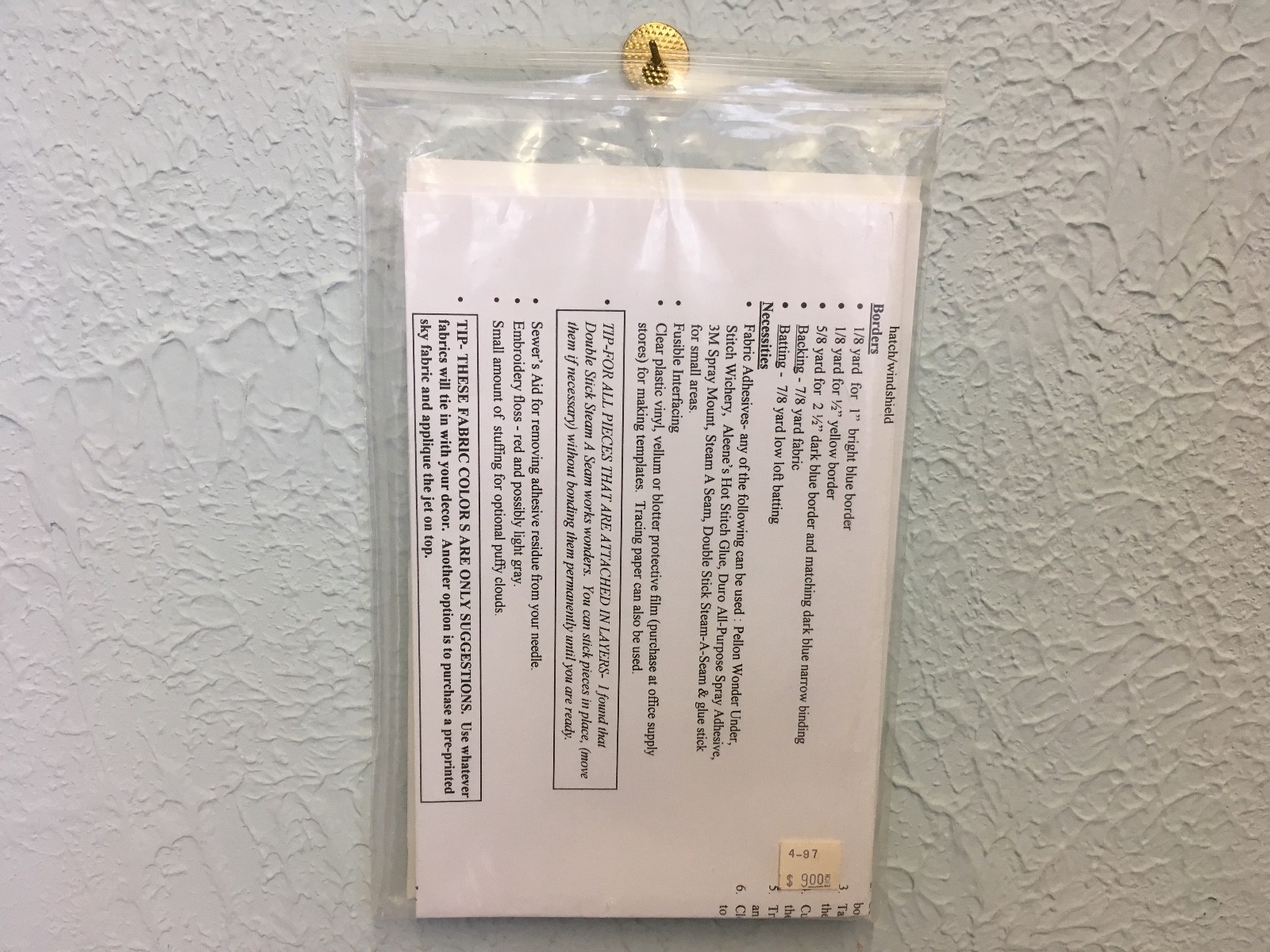 IN JACK'S MEMORY Wall Quilt Pattern ~ Modified Lockheed Martin F-16 JET ~ NEW