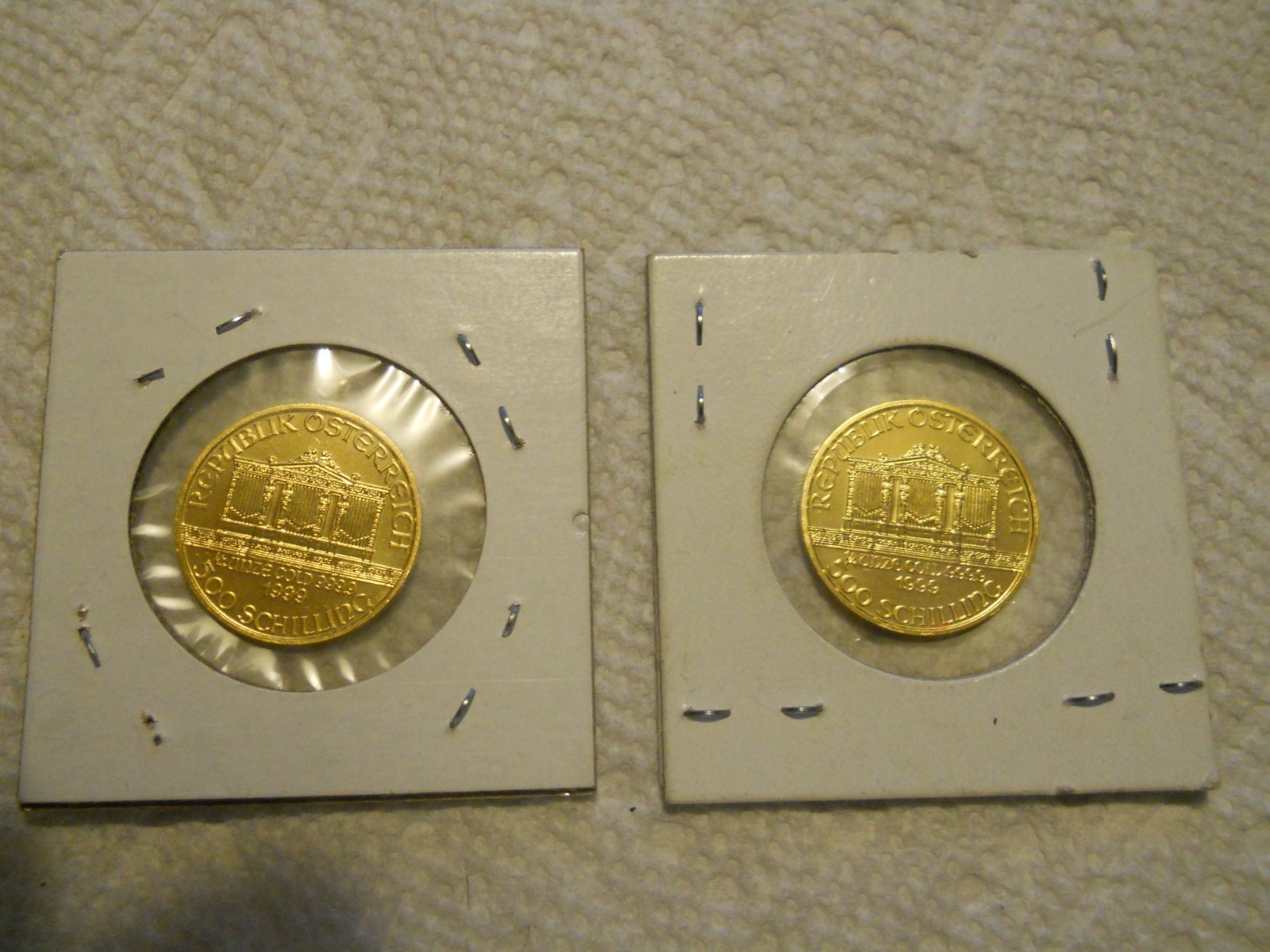 Two 1999 1/4 oz Austrian Gold Philharmonic Coins...Total 1/2 Oz 999.9 Gold
