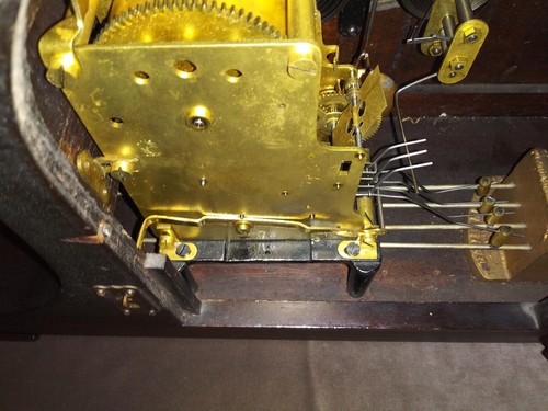 ANTIQUE SETH THOMAS 4 BELL WESTMINSTER ROD CHIME SONORA MANTLE CLOCK *WORKING*