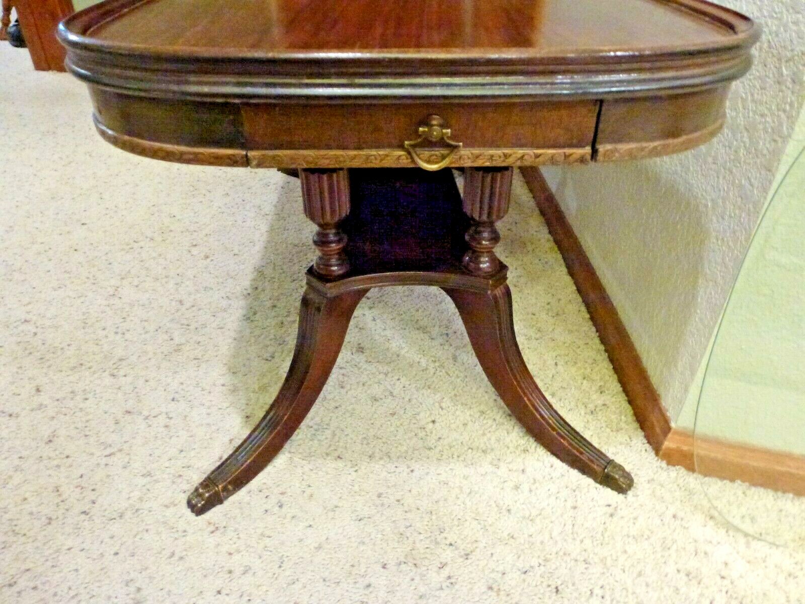 Vintage, Unique, DUNCAN PHYFE Occasional Table, 1940s ,3 Drawers,  Brass Feet VG