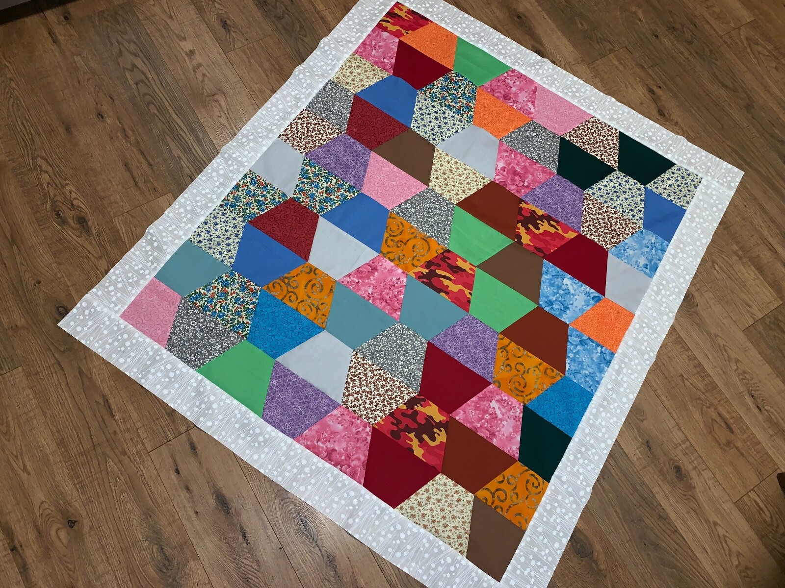Colorful Tumbler Baby Quilt Top