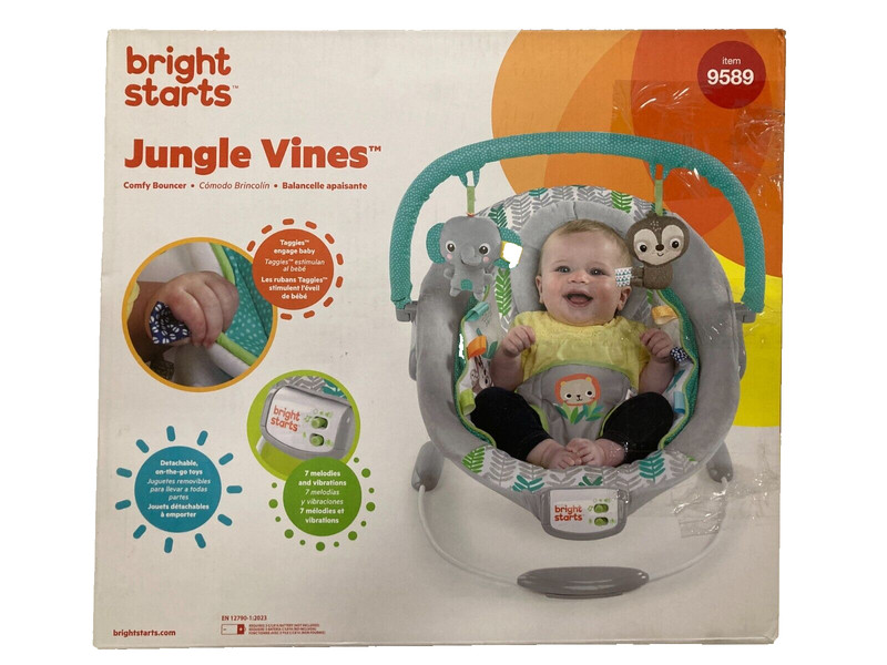 Bright Starts Cradling Bouncer Seat with Vibration and Melodies, Jungle