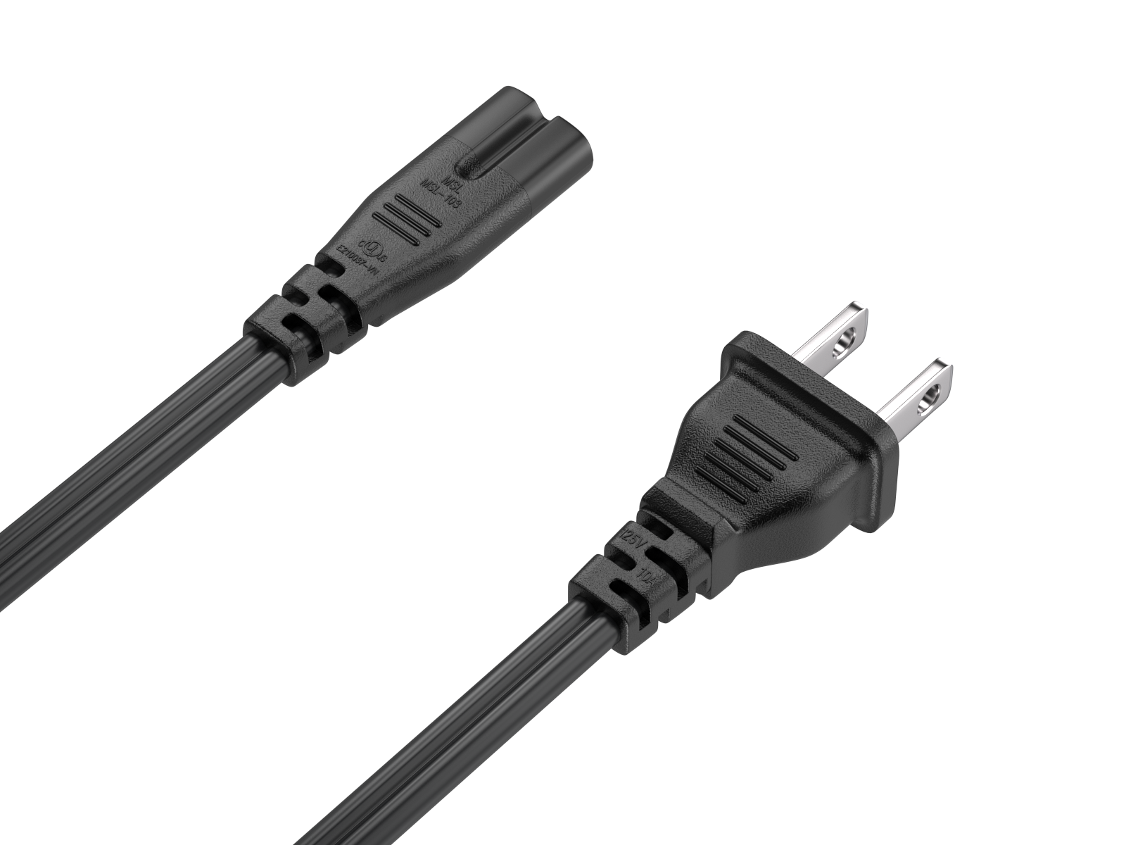 3 ft 18 AWG Notebook Power Cord, Non-Polarized (IEC320 C7 to NEMA 1-15P)