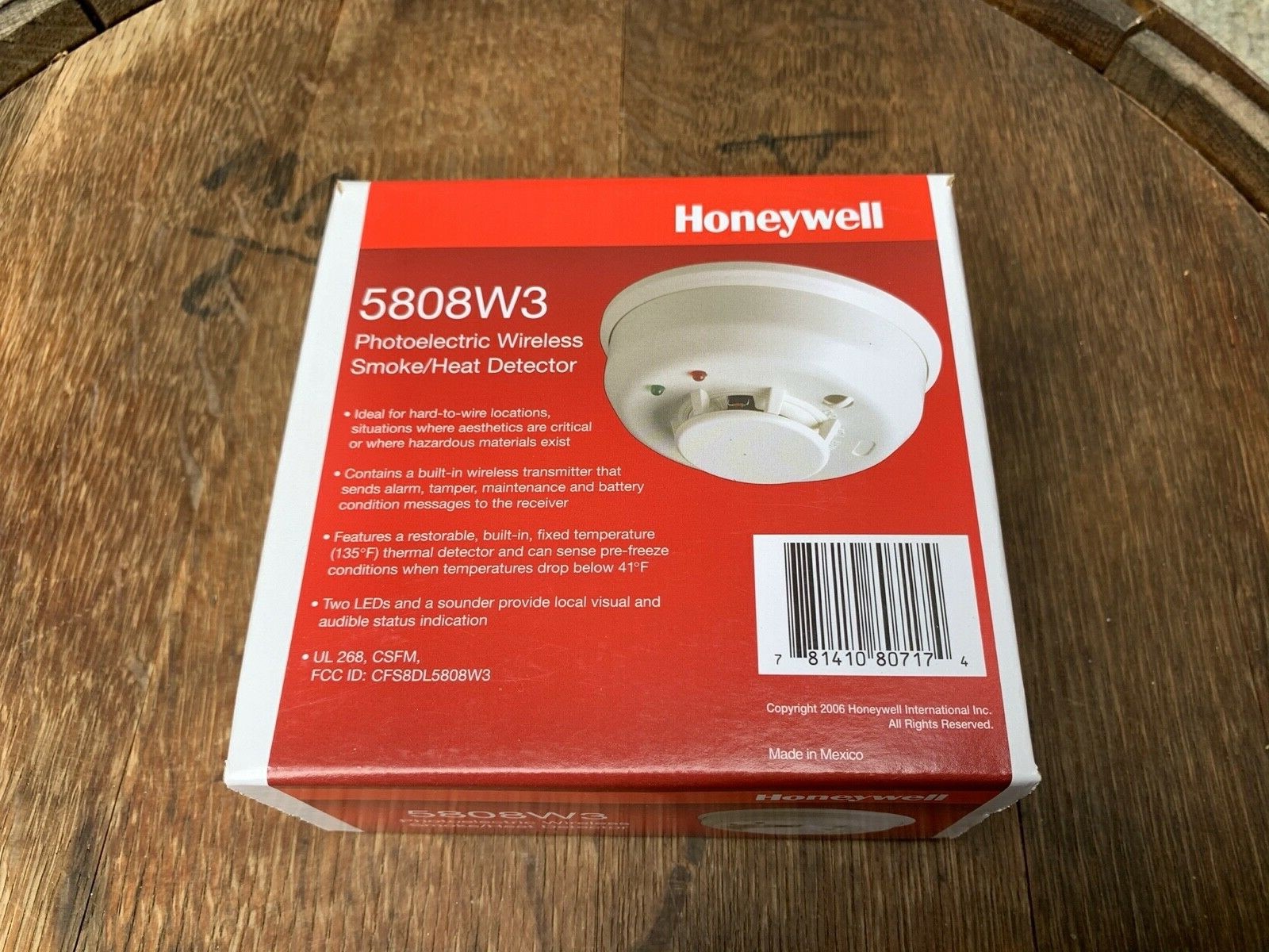 Honeywell 5808W3 Photoelectronic Wireless Smoke Heat Detector - New