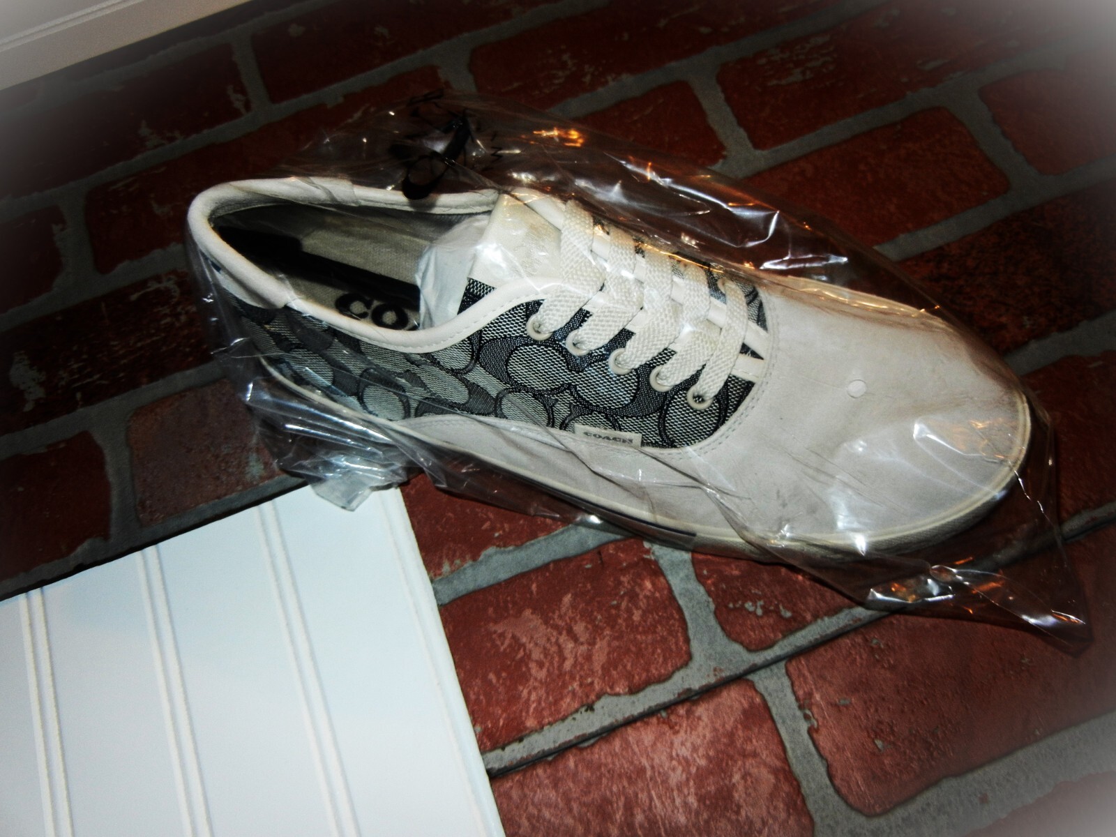 Pre-owned Coach Skate Lace Up Sneaker In Signature Jacquard Style No. Ca272 Sold Out Ocean In Blue