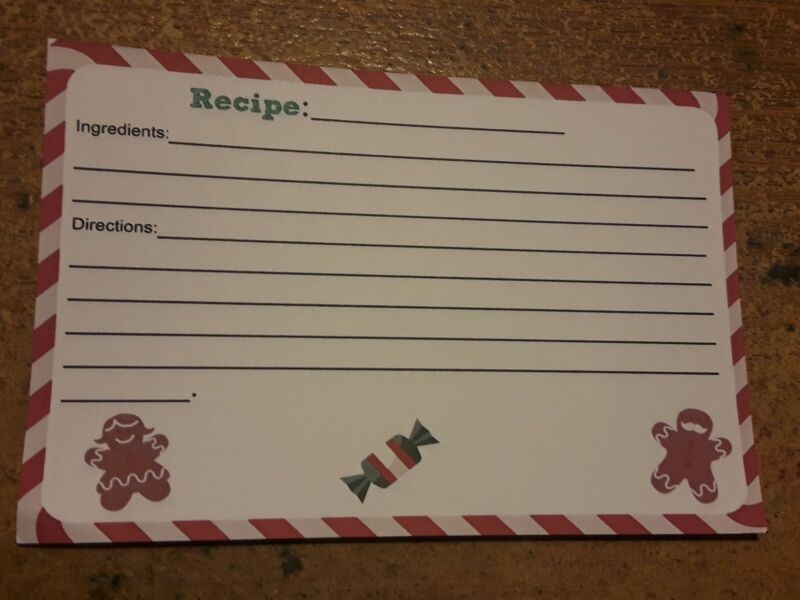 Recipe Cards Christmas Design Double Sided 4x6 Inch (Pack Of 50)