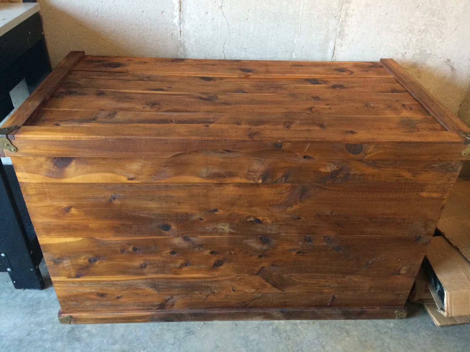 Huge Vintage Handmade Cedar Wood Blanket Chest Trunk 50