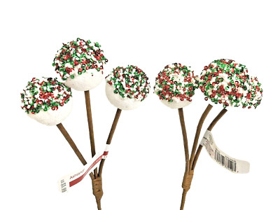 2 Ashland Cake Pop Christmas Floral Picks Sequin Sprinkles Holiday Branch Filler