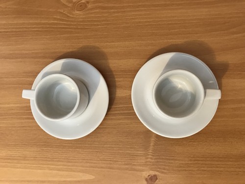 Demitasse White Cups/Saucers-Set Of 2