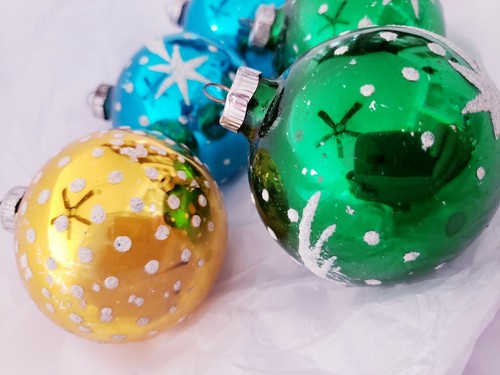 Vintage Shiny Brite Shooting Star Ornaments Stenciled WEST GERMANY lg.3