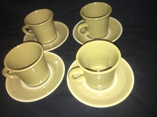 Franciscan Earthenware Coffee Mugs/Cups & Saucers Pebble Set Of Four Mid Century