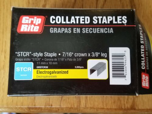 Grip Rite COLLATED STAPLES 7/16" x 3/8" leg STCR 5000pk electrogalvanized 