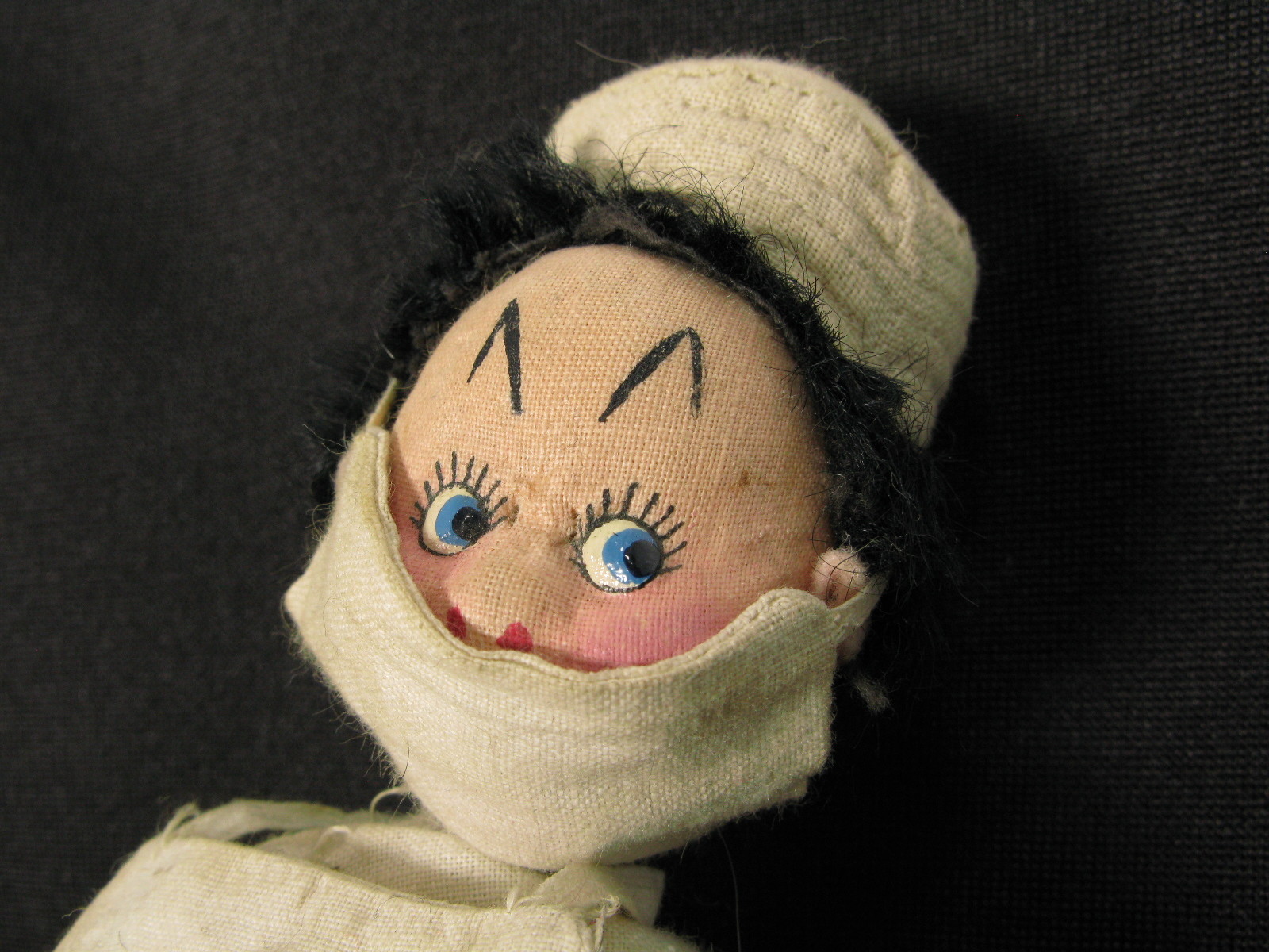 Vintage Klumpe Roldan Felt Doll Doctor with Bag and Stethoscope 1950's