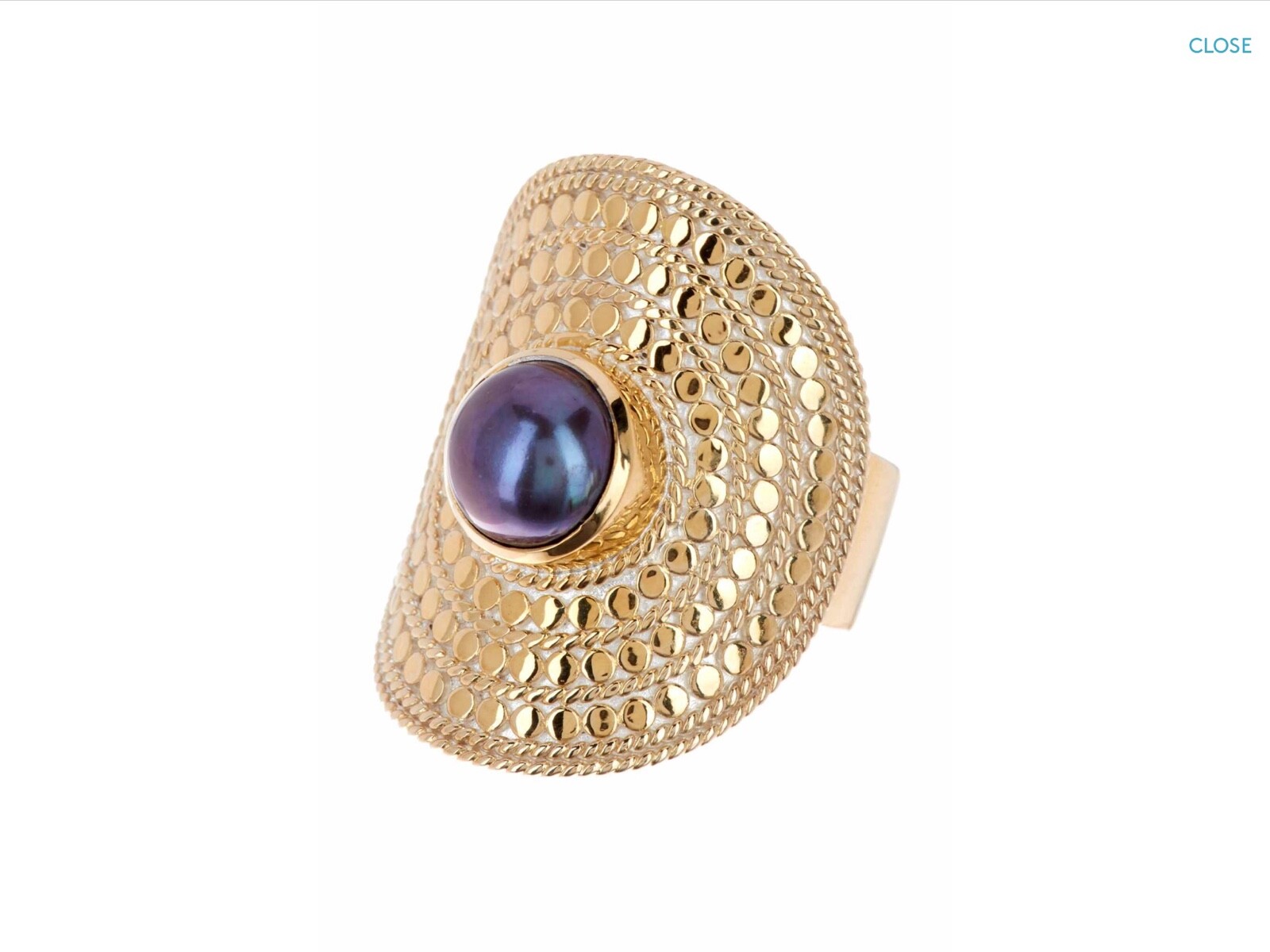 Pre-owned Anna Beck Gold Vermeil / Sterling Silver 8 Mm Pearl Shield Ring Size 9