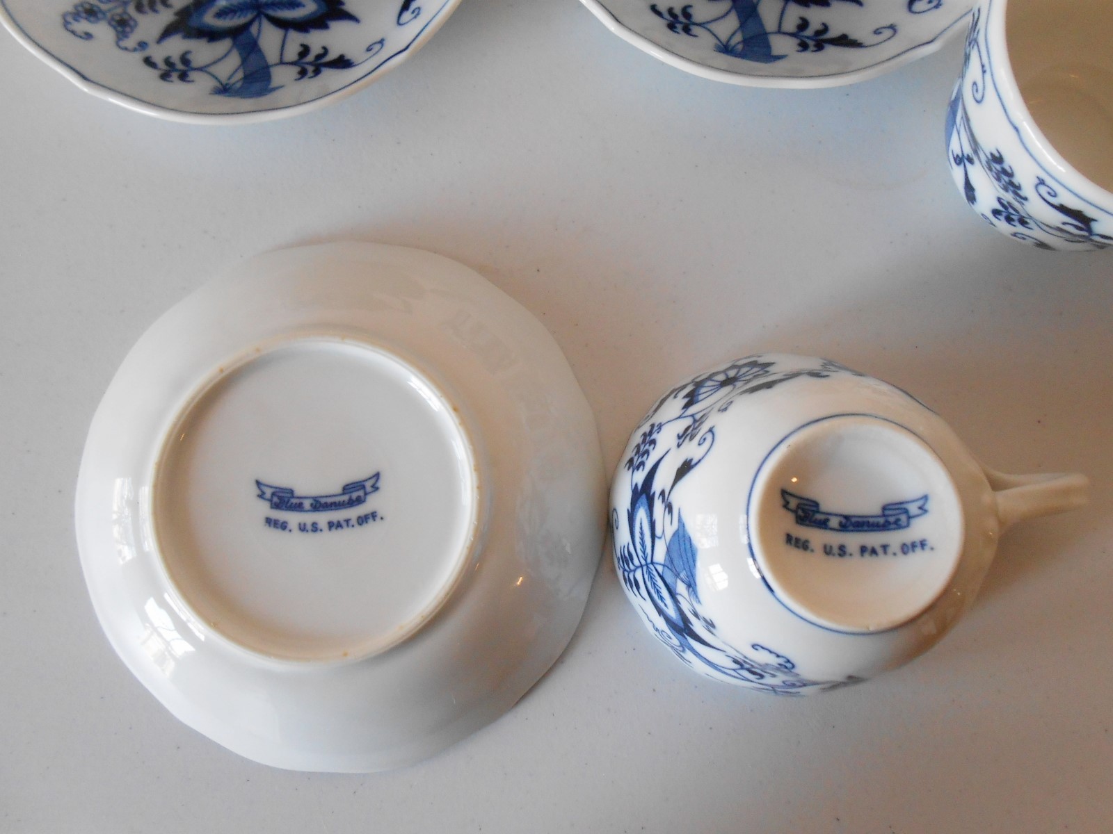 4 Blue Danube Cups & Saucers