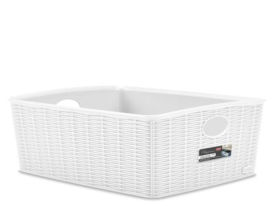 Elegance Rattan Effect Basket 36X29X13 White Stefanplast