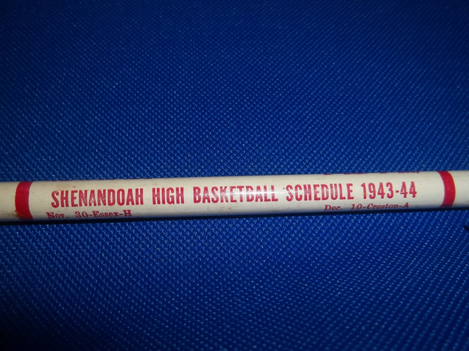 1934-44 Shenandoah Iowa High School Basketball schedule Unused Lead Pencil